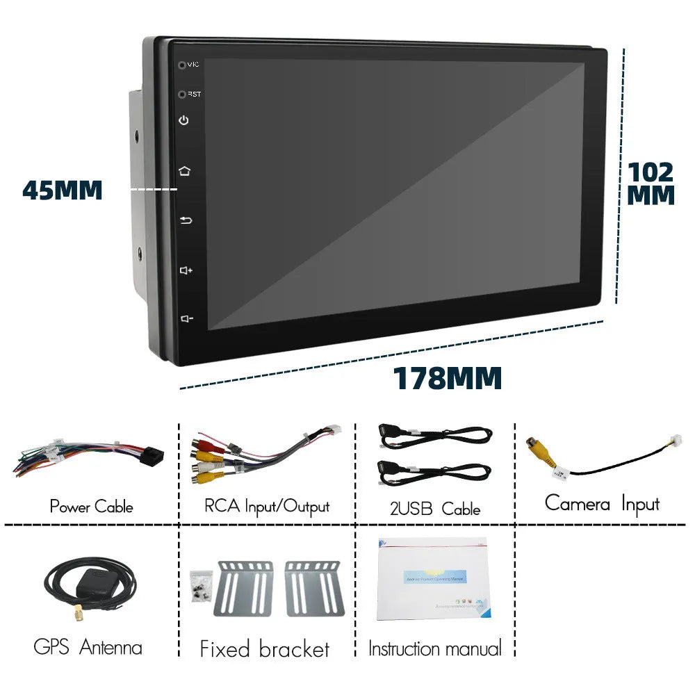 Black universal 7-inch CarPlay MP5 GPS navigation stereo for 12V manual transmission vehicles