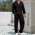 Men's casual shirt trousers commuter suit in polyester fabric with four colour options