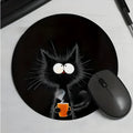 Cartoon black cat non-slip absorbent mouse pad with polyester fibre surface on a desk