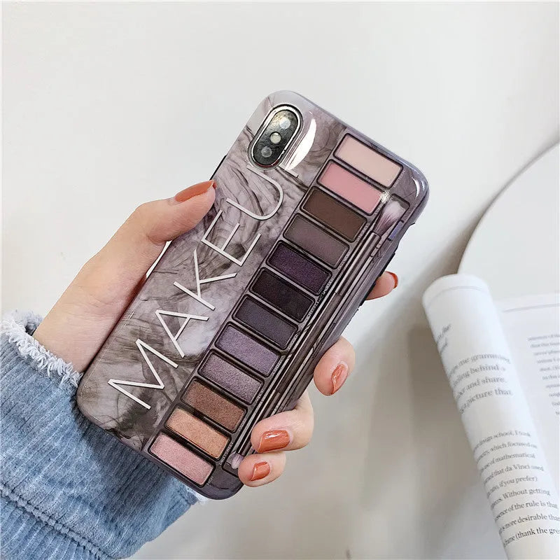 Silicone iPhone case with eye shadow colour blend design in flesh tone