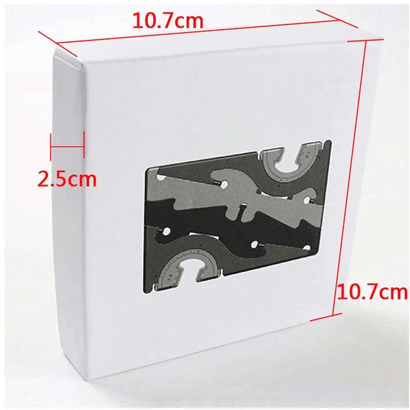 Black plastic card type mobile phone holder on desktop with smartphone
