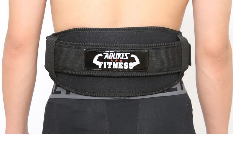 Nylon fitness weightlifting waistband belt in black, red, or yellow colour.