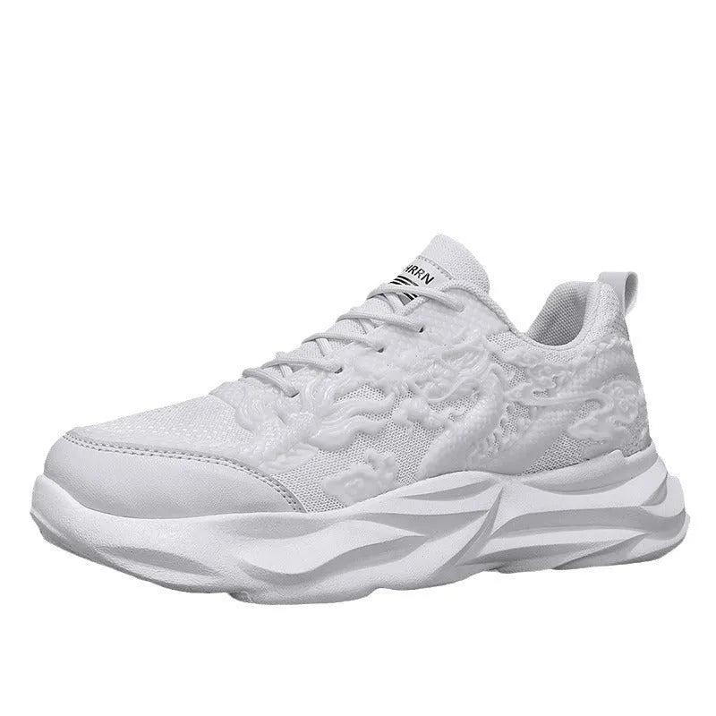 Chinese Loong casual fly knit sneakers in dragon pattern with rubber sole