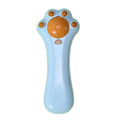 Blue cartoon-design cat grooming comb and dental toy with catnip cartridge measuring 13.5cm long