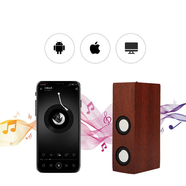 Wooden Bluetooth speaker with vintage radio design in bamboo, walnut or sapele finishes