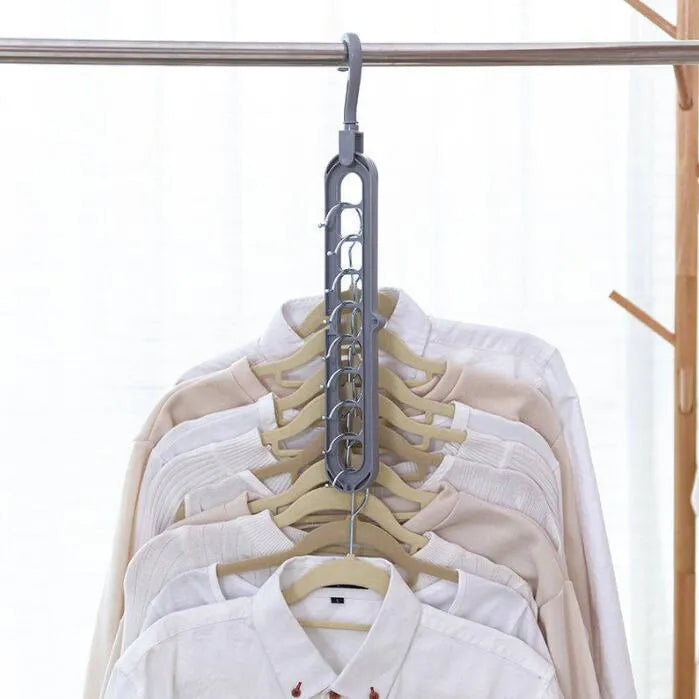 Plastic clothes hanger with 360 degree rotating hook, 33 cm long, available in pink, green, beige, grey, white, and grey