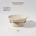 Black and white striped synthetic resin fruit plate with retro geometric pattern