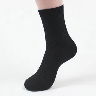 Men's bamboo fibre business socks with small square pattern in black, navy, grey and silver colour options