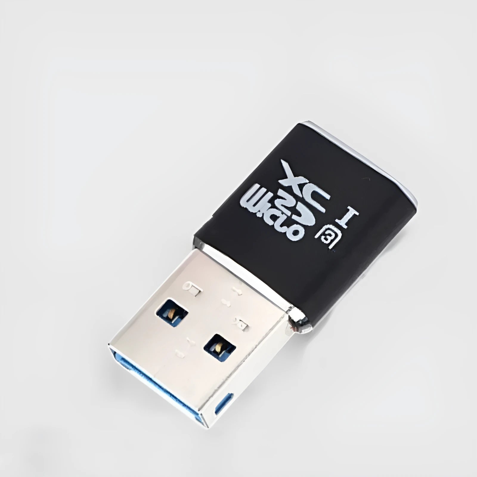 USB 3.0 micro SD card reader in black ABS shell with side slot for T-Flash card