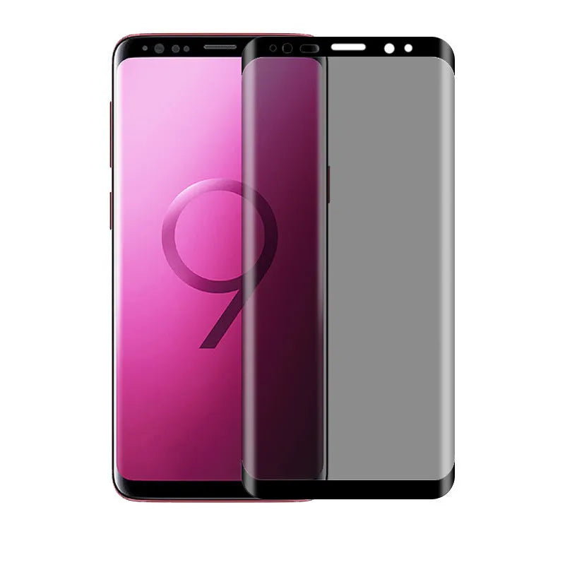 Samsung full coverage anti-seeking tempered glass screen protector for S10, S9, S8, Note9, Note8 front film Surface colour
