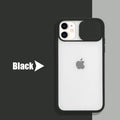 Frosted frame lens phone case in black silicone for iPhone, pure colour style