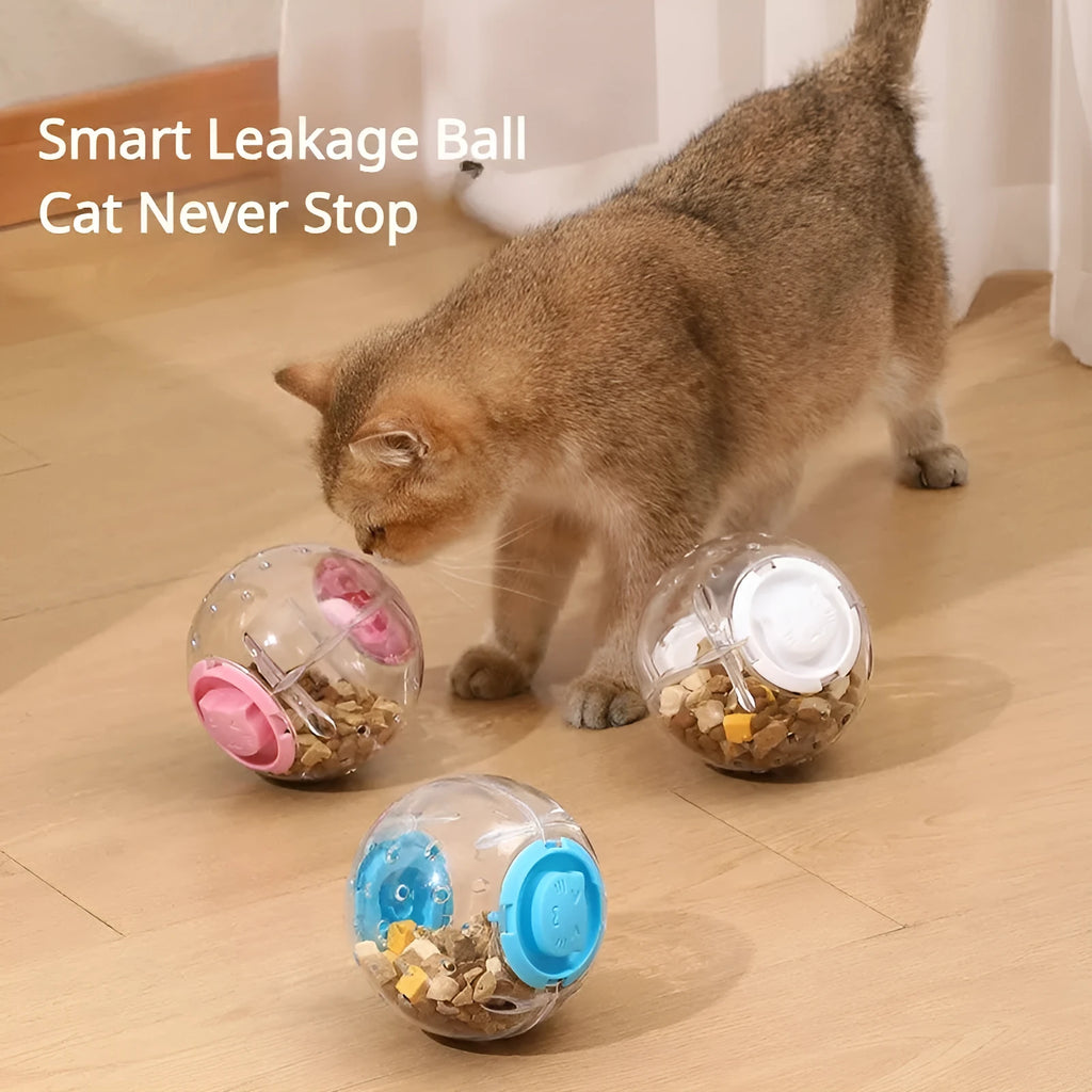 11.5cm blue ABS slow feeding ball for dogs and cats on a light background