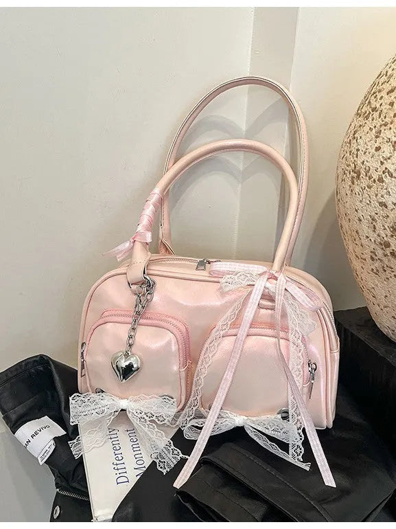 Large capacity soft PU leather women's shoulder bag with phone pocket in horizontal square design