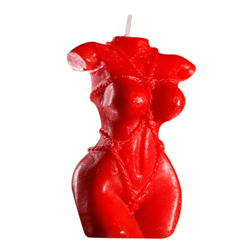 Smsexy Props bikini-shaped soy wax candle in Lilac Purple colour on a table.