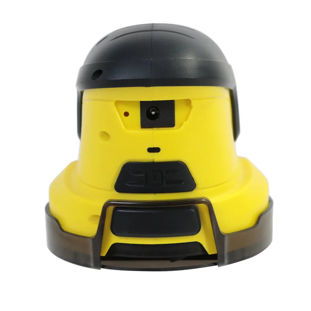 Cordless electric snow scraper in yellow ABS plastic with charging cable, measuring 118mm tall