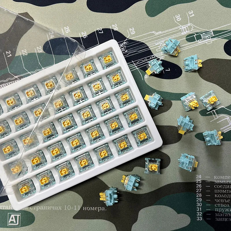 36 Tiger Mo Sea Salt Lemon PRO Mute mechanical keyboard switches for DIY installation