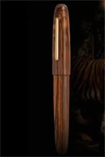 Wooden rotating cap pen with natural wood barrel and metal tip, business calligraphy pen