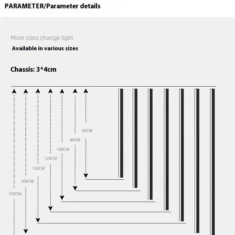 80 cm long black aluminium LED wall lamp with a PC shade and touch control for three colour temperatures.