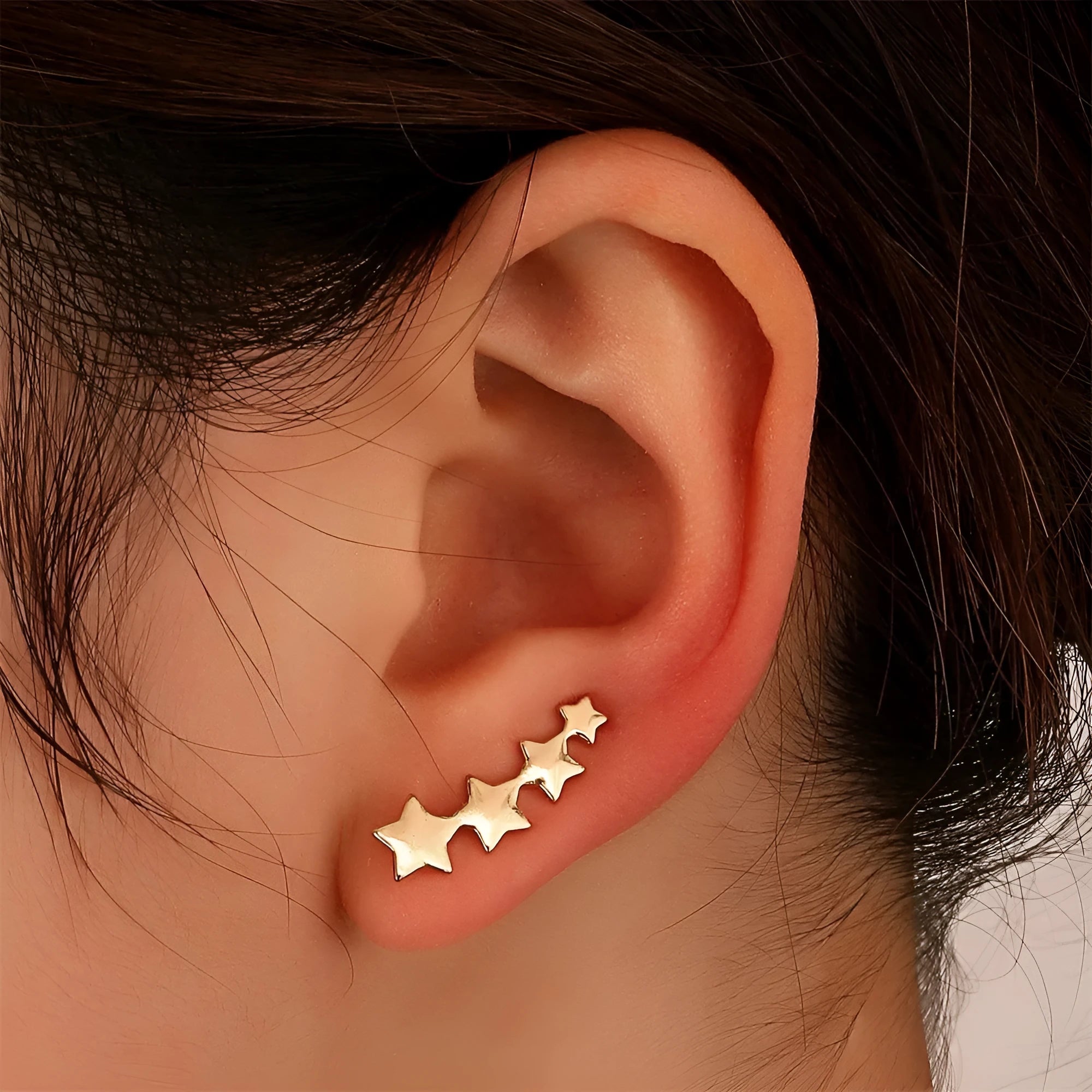 Copper leaf ear clips for women without pierced ears KC Golden Star A-896