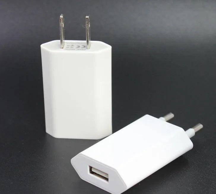 USB travel phone charger with cable compatible with iPhone and iPad models