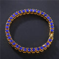 Men's hip hop bracelet with geometric chain links and single row of iced out rhinestones in alloy with zirconia stones