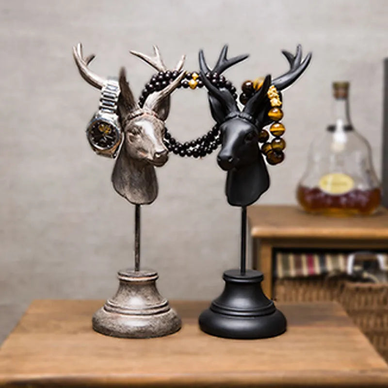 Natural resin animal model decorative centrepiece in black, white and wood colour options