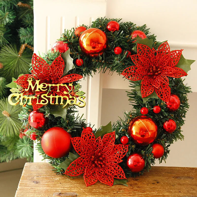 30cm multicolour plastic Christmas wreath decoration suitable for indoor outdoor door hanging