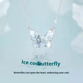 Bingyu butterfly women's necklace with S925 silver chain and electroplated pendant on white background