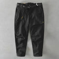 Men's khaki cotton elastic waist loose fit casual overall trousers