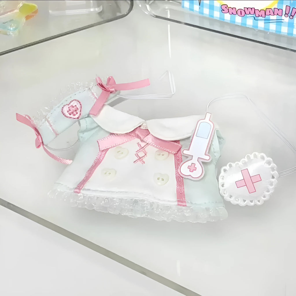 Little Nurse Suit cotton doll clothes designed for 10cm height dolls, small hand guard colour