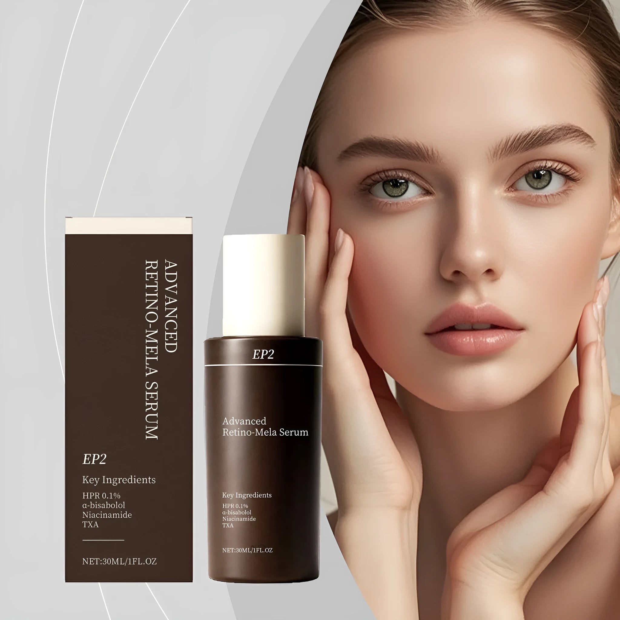 Anti-aging moisturizing liquid with retinol and nicotinamide in a 30ml bottle