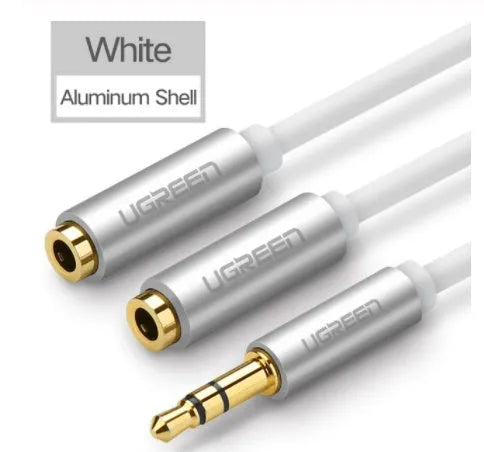 20cm 3.5mm audio cable with gold-plated connectors in black, grey or white colour options