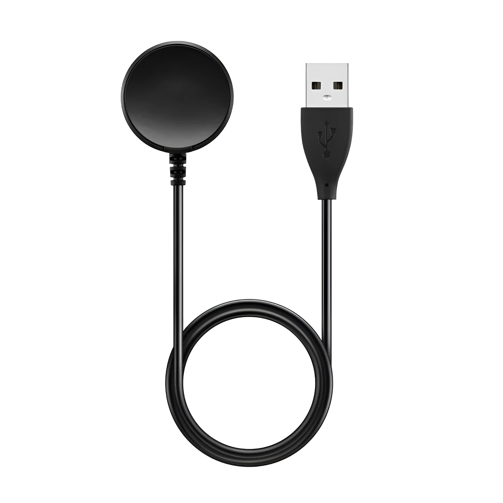 Black plastic USB watch charger with dimensions 34x10mm for wireless fast charging