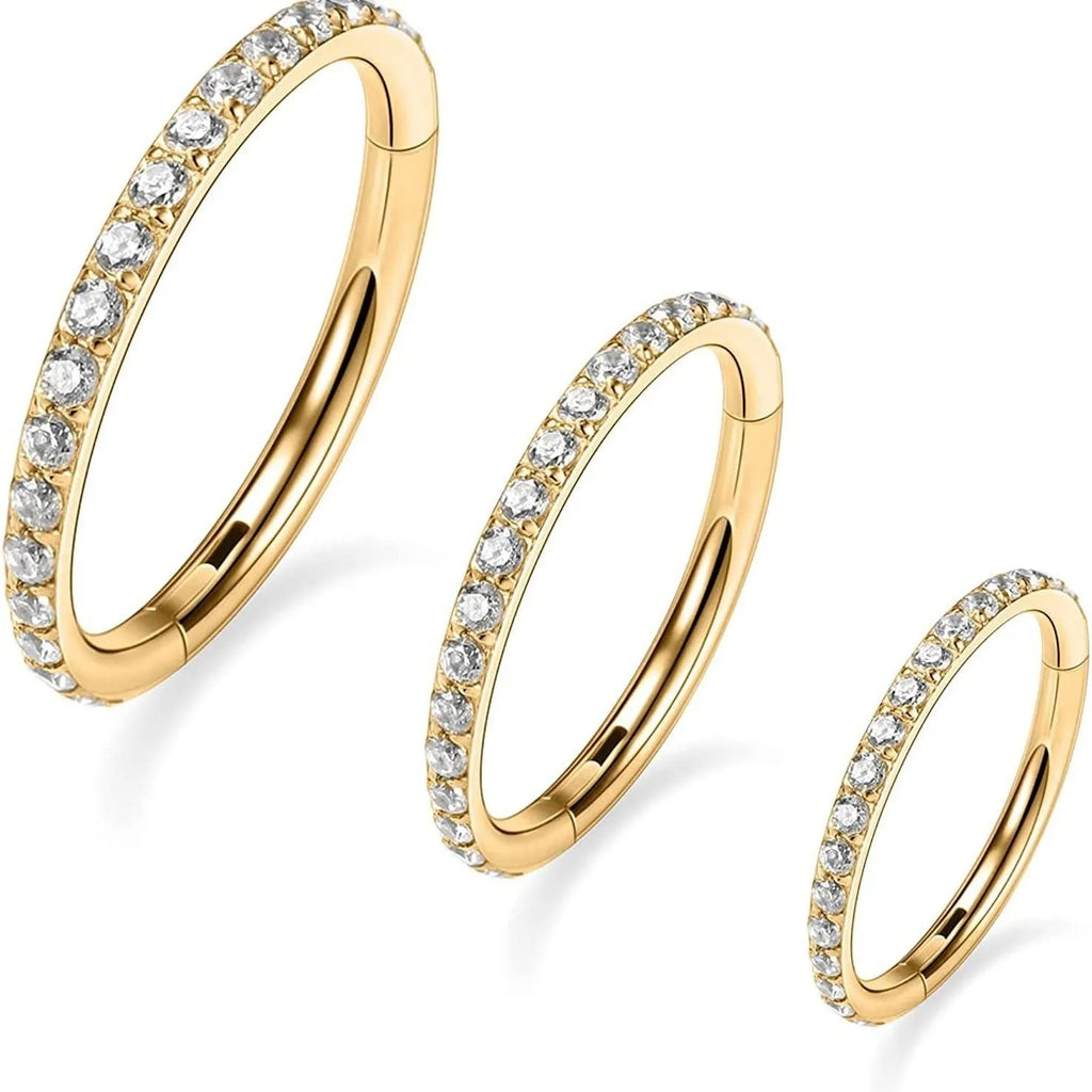 Stainless steel seamless nose ring with electroplated finish showing colour options and round design