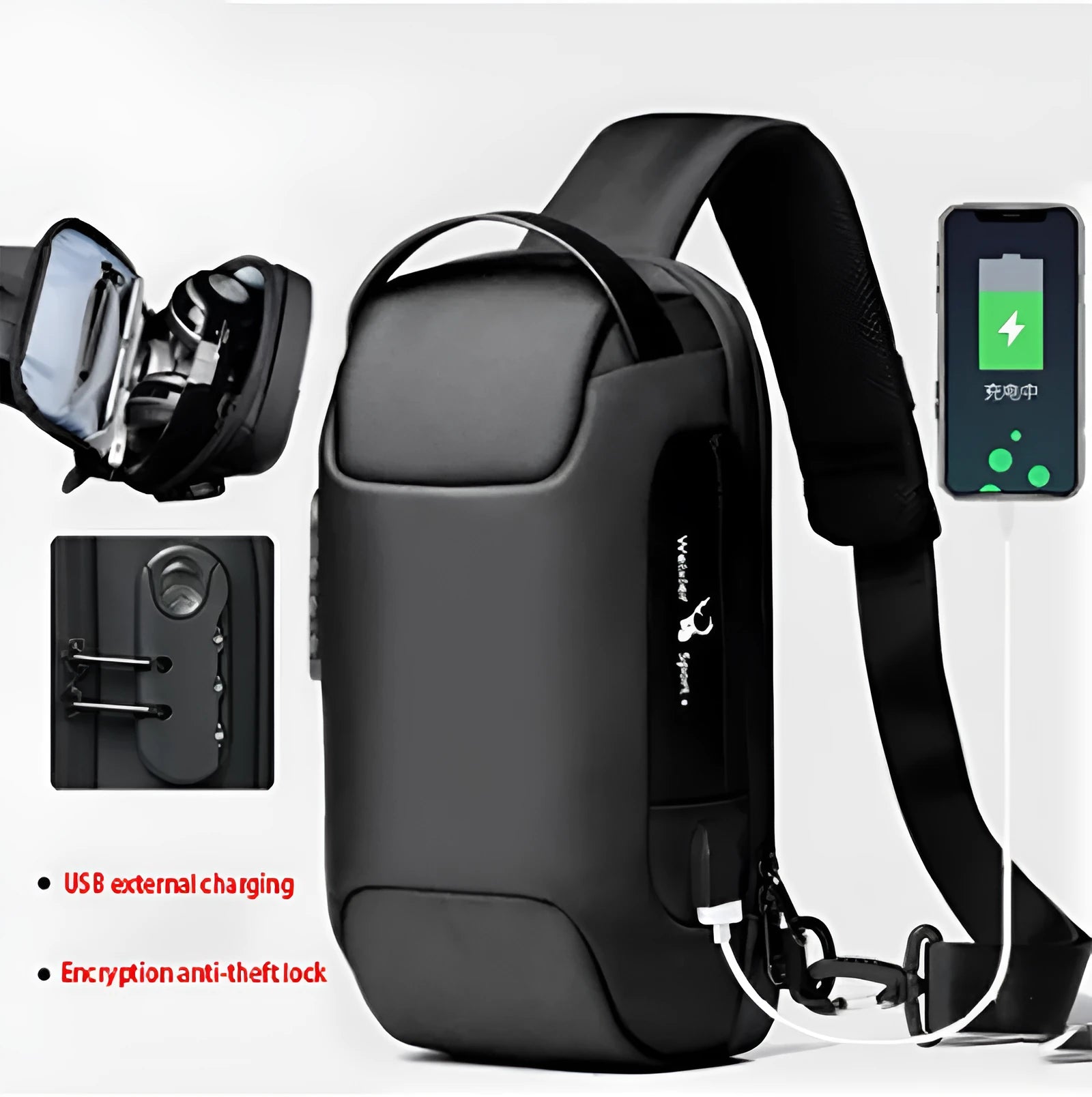 Men's waterproof Oxford cloth anti-theft crossbody messenger bag with laptop compartment