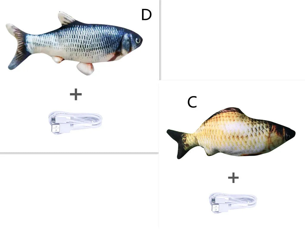 30cm multicolour electronic jumping fish cat toy with USB charging cable