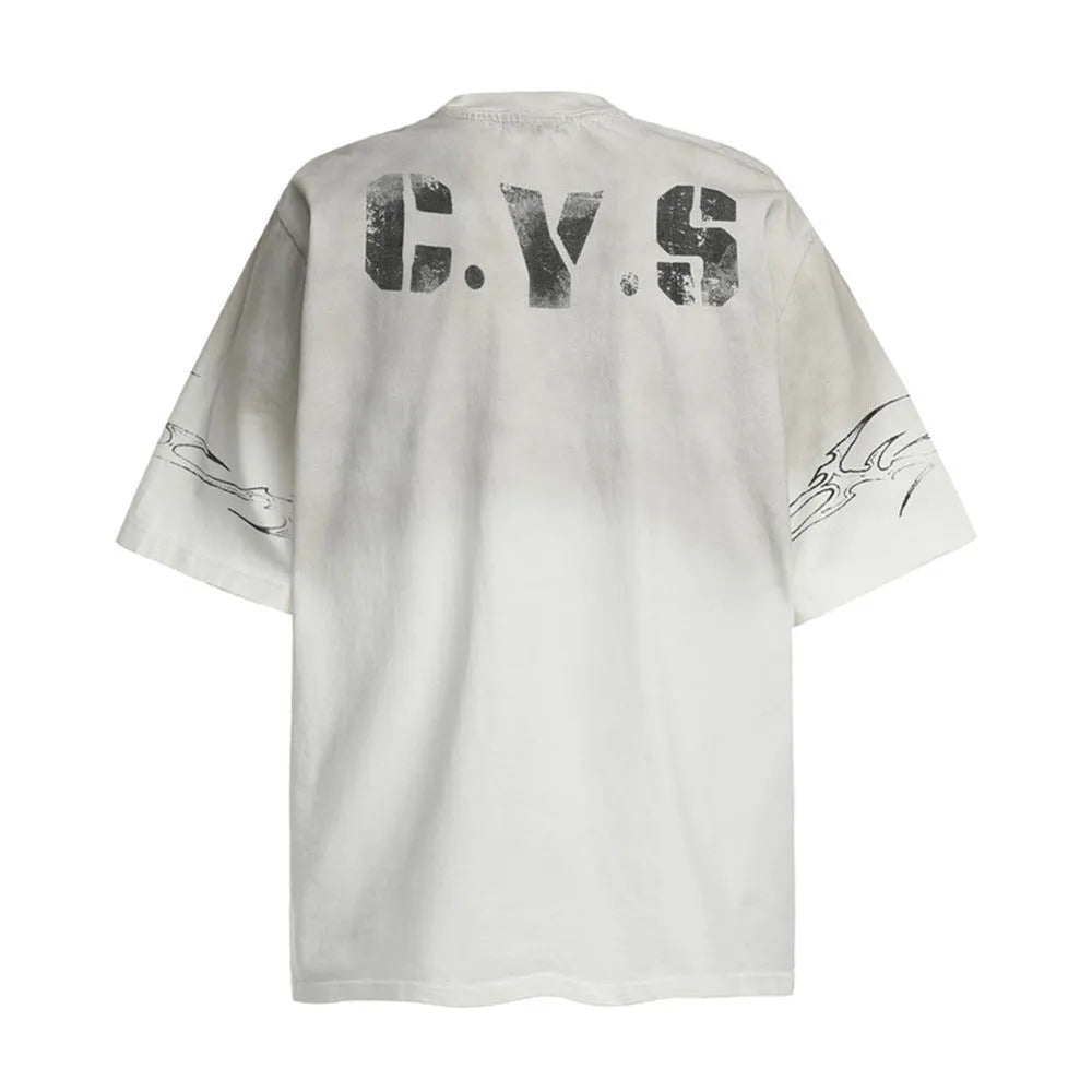 Men's black and white pure cotton short-sleeved t-shirt with printed graphic and crew neck