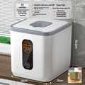 Grey plastic rice storage jar with sealed lid for moisture-proof and insect-proof food protection