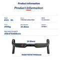 Carbon fiber road bicycle handlebar with red double line finish on a white background