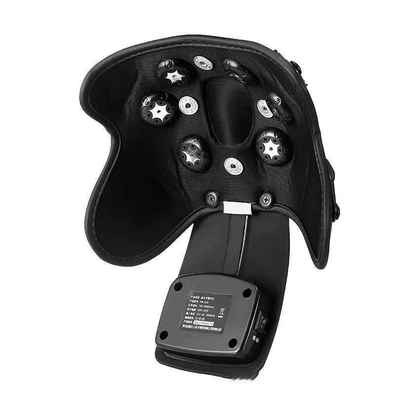 Infrared knee and shoulder massager with adjustable temperature control and included pads.