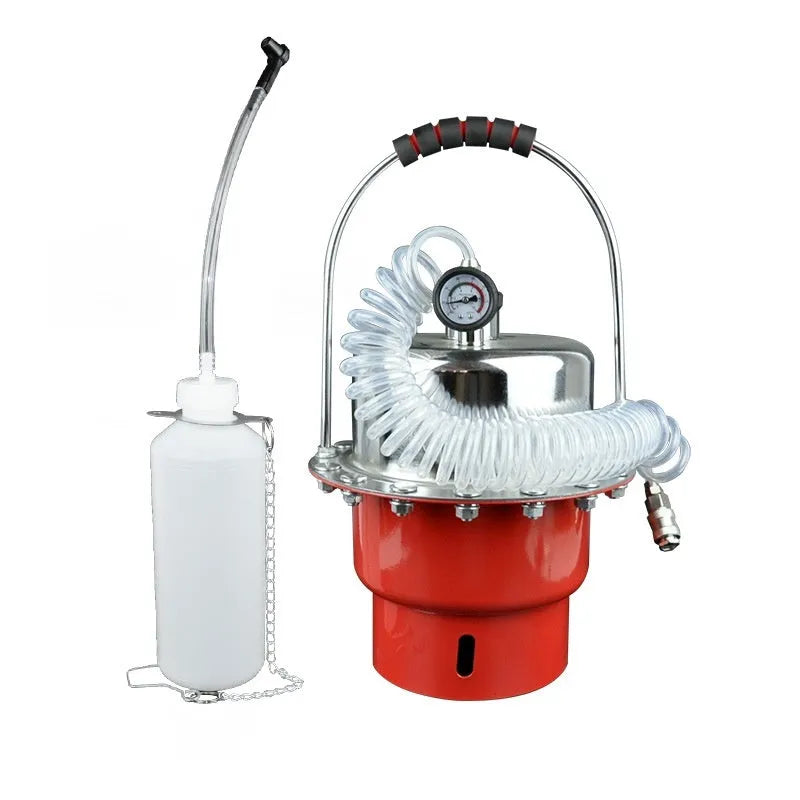 Pneumatic brake fluid replacement machine with pressure gauge and regulator