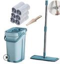 Home kitchen wooden floor lazy mop with 360-degree rotating microfiber flat mop head and bucket