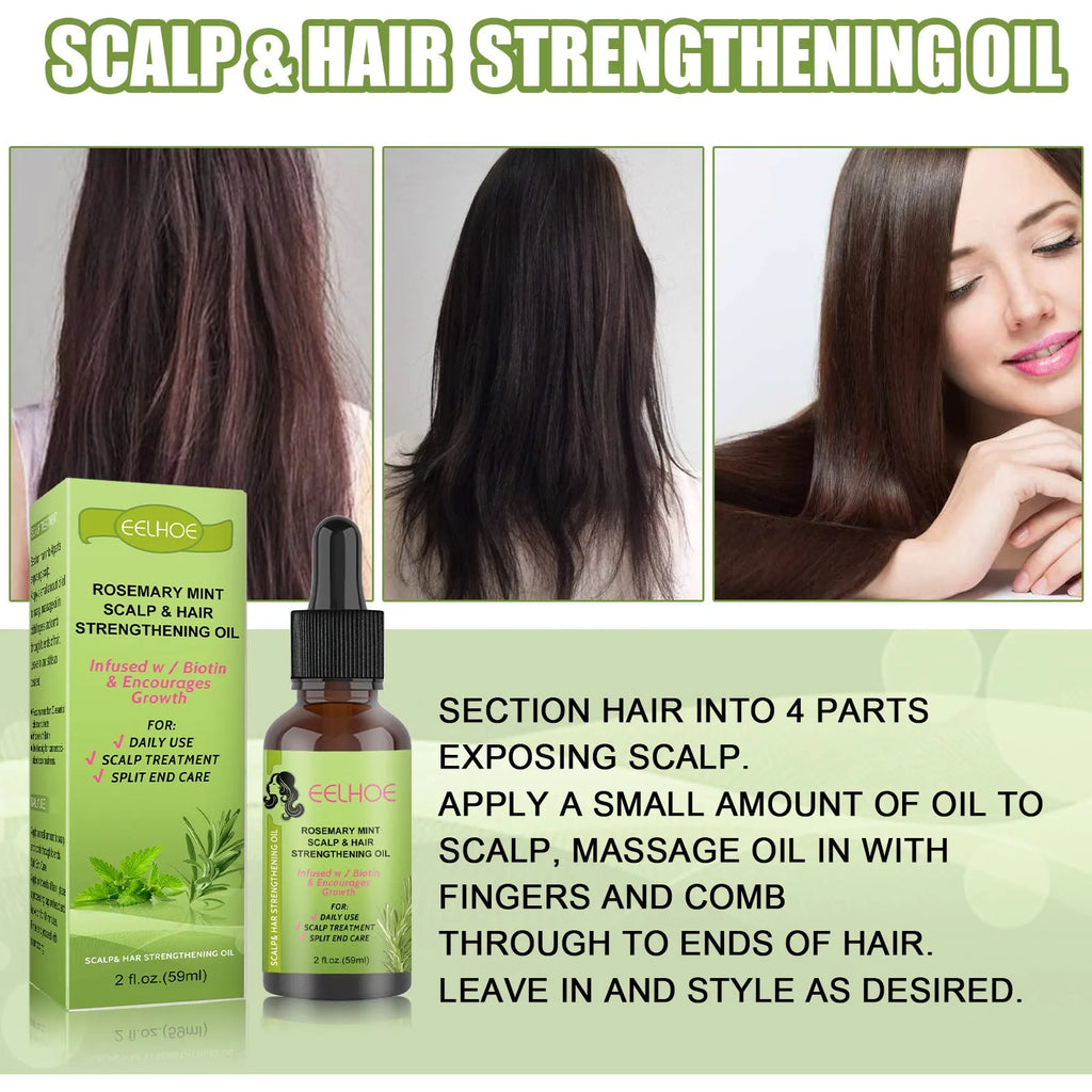 59ml rosemary mint hair growth oil bottle measuring 11.5cm with natural plant extract formula