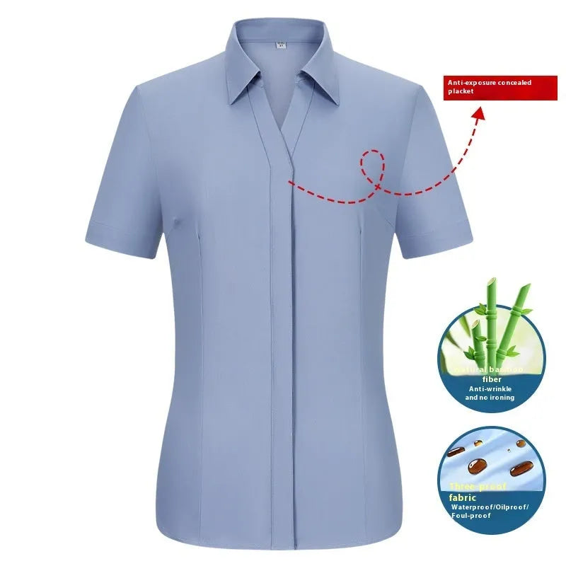 Men's slim fit waterproof bamboo fibre business shirt with square collar.