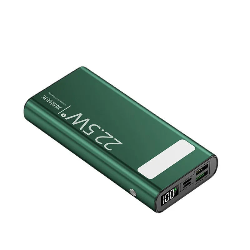 22.5W super fast charging 20000mAh alloy power bank with LCD display and LED flashlight in black