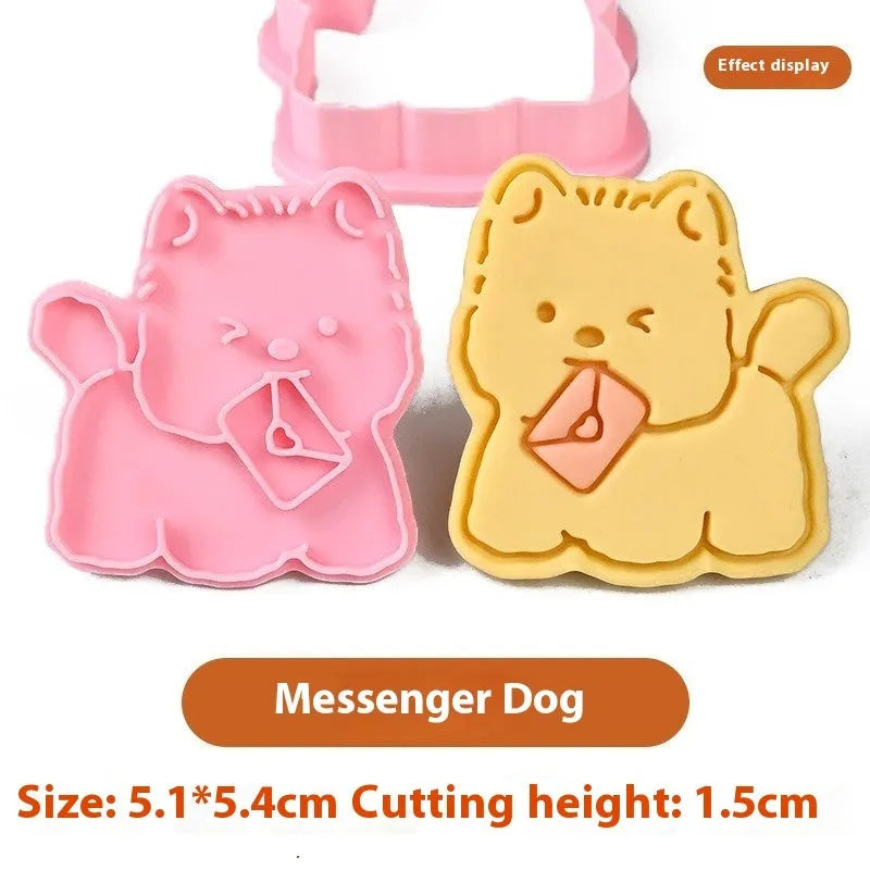 Three-dimensional plastic biscuit mould with puppy cartoon designs for cookie making