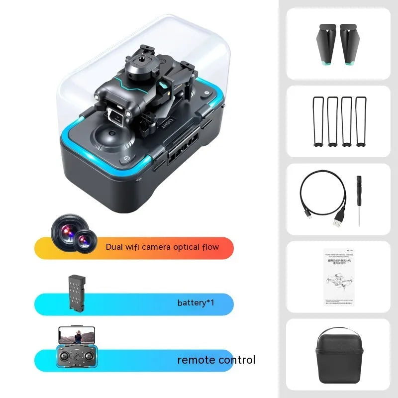 Fully obstacle avoidance four-axis drone with optical flow hover and dual camera for aerial photography