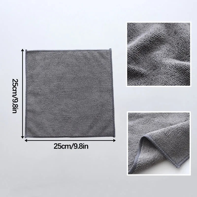 Grey microfiber kitchen cleaning cloth measuring 25x25cm for oil and decontamination