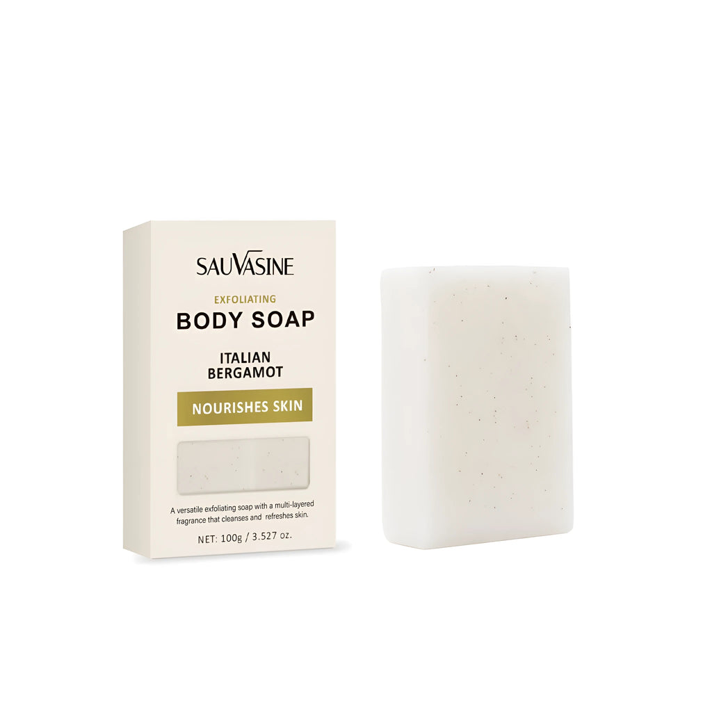 Exfoliating body soap bar with deep cleansing and moisturising properties for adult skin care