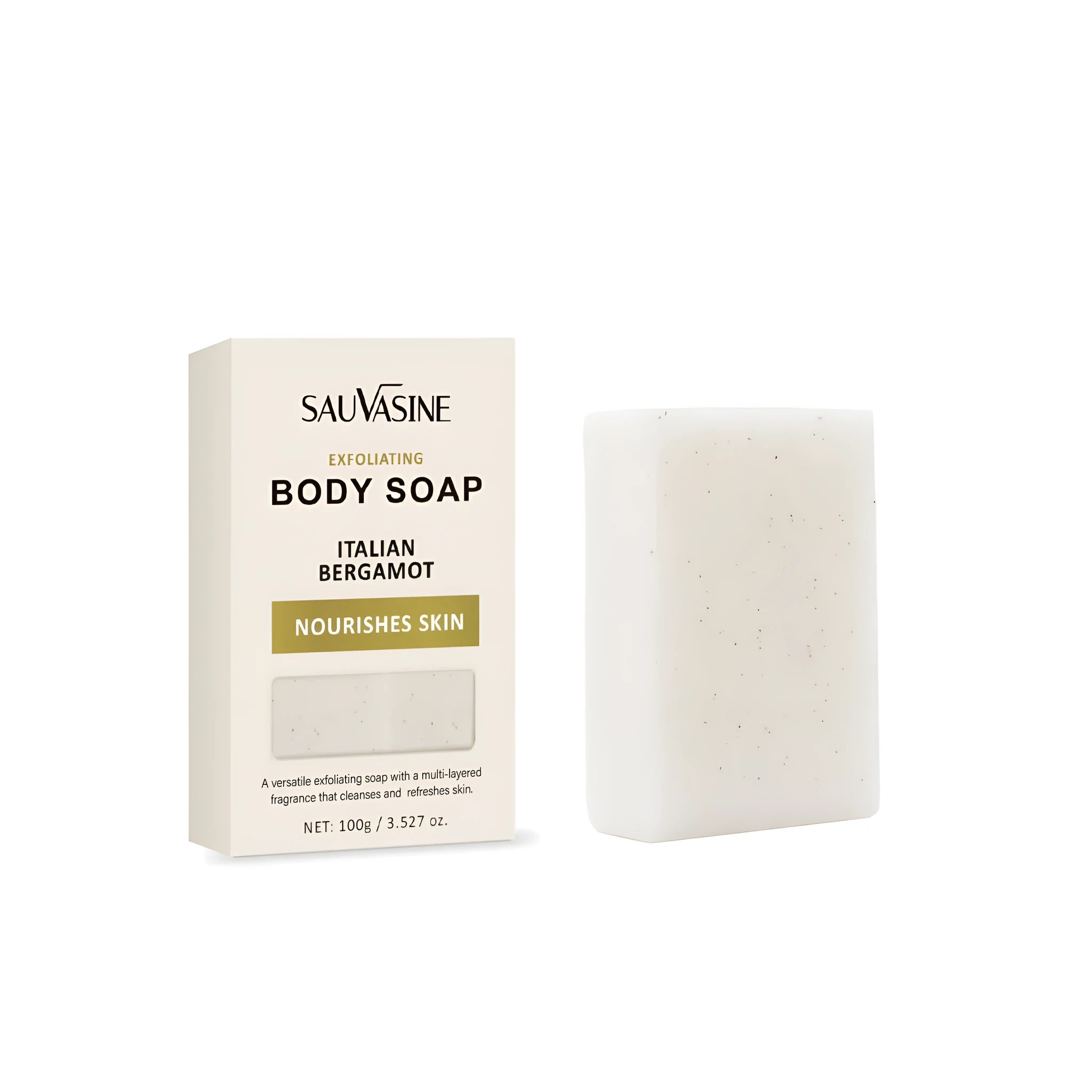 Exfoliating body soap bar with deep cleansing and moisturising properties for adult skin care
